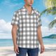 thumbnail image 3 of Balery Gray Checkboard Camisas hawaianas de manga corta para hombre, camisas playeras de corte holgado, camisas de vacaciones con botones,Small, 3 of 7