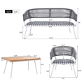 thumbnail image 3 of 4-Piece Boho Rope Patio Set with Weather-Resistant Woven Rope & Thick Cushions for Backyard, Porch, and Garden (Navy Blue), 3 of 9