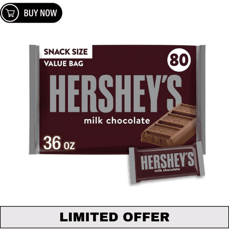 HERSHEY’S Milk Chocolate Bars, Snack Size, 80 Pieces