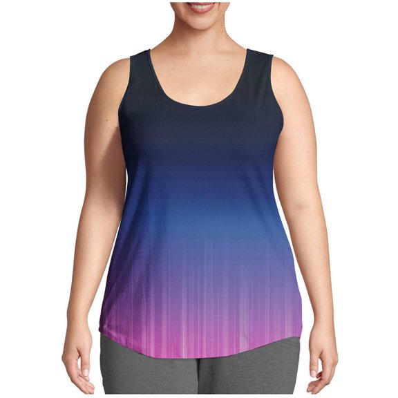 Inverlee Womens Gradient Color Plus Size Tanks Summer Casual Breathable Crewneck Cami Tops Trendy Versatile Comfort Sleeveless Athletic Shirts L-XXXXXL