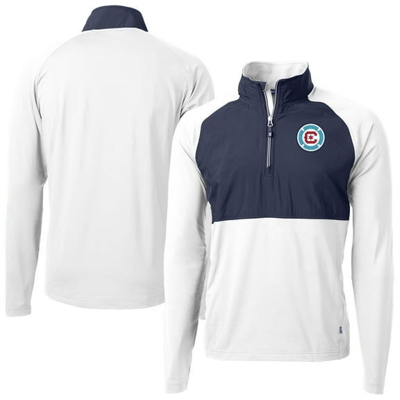 Men's-Cutter & Buck  White Chicago Fire Adapt Eco Knit Hybrid Recycled Raglan Quarter-Zip Top