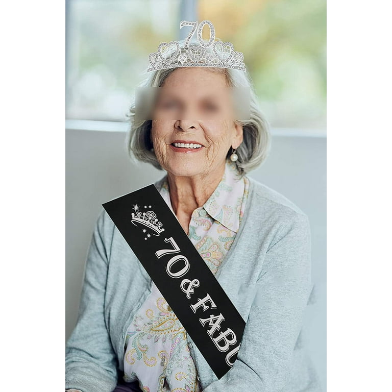 VeryMerryMakering 70th Birthday Glitter Sash Silver Rhinestone