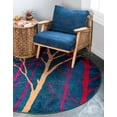 thumbnail image 2 of Unique Loom Indoor Round Floral Modern Area Rugs Blue/Pink, 8' 0 x 8' 0 Round, 2 of 8