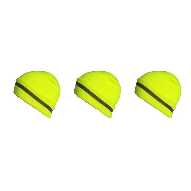 crativent Skull Caps for Men Reflective Liner Winter Beanie Thermal Multifunction Windproof Coldness for Protection Cycling Skiing Neon Yellow 3Set