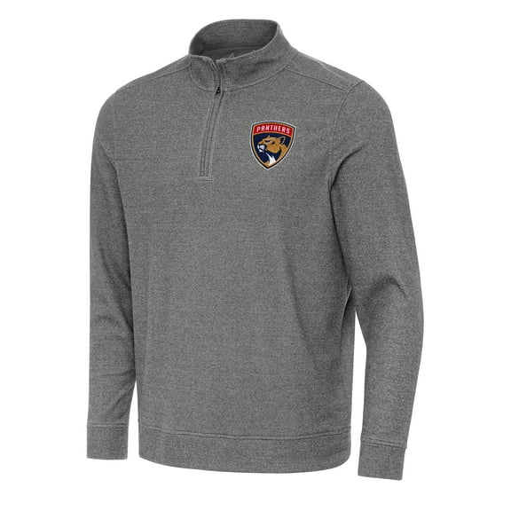 Men's Antigua Heather Black Florida Panthers Subtle Quarter-Zip Sweatshirt