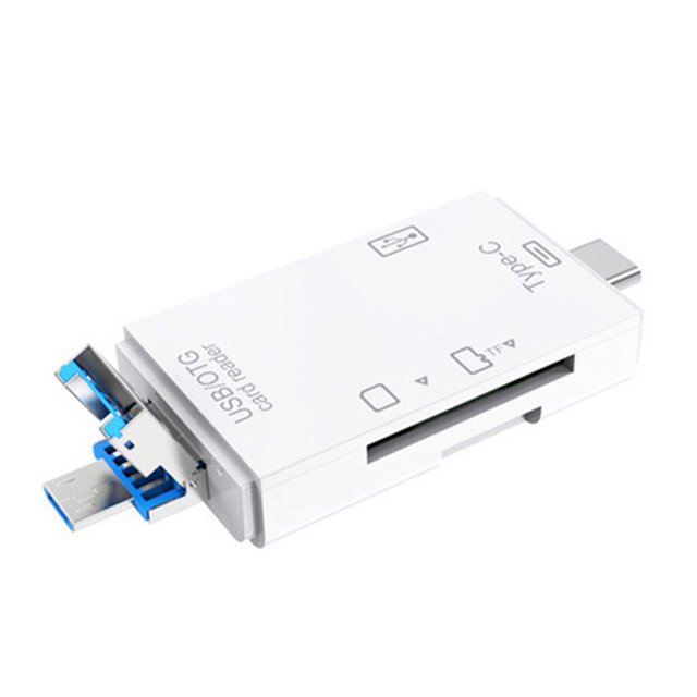 LEEYNEER 6-in-1 Multifunctional USB 3.0 Card Reader Mini Type-C TF-SD Card Reader OTG Adapter for Mobile Phone