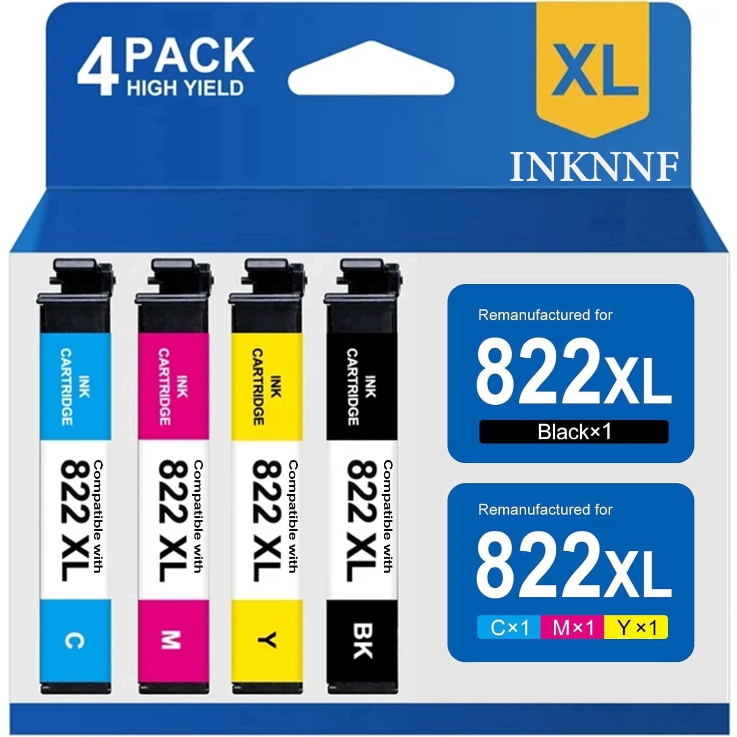 Kolor Expert, Ink Cartridge, 822XL, 4-Pack, High Yield - Walmart.com