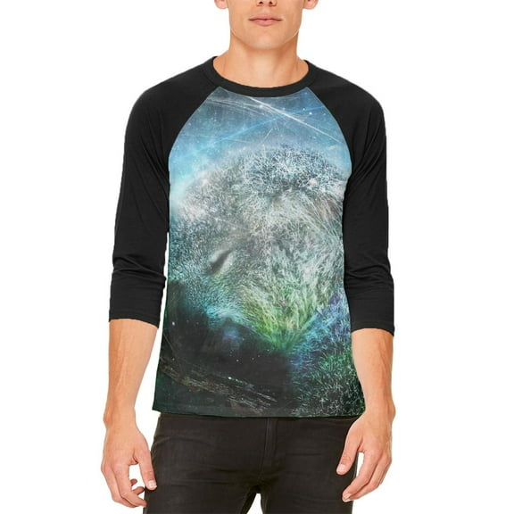 Galaxy Koala is My Spirit Animal Mens Raglan T Shirt White-Black SM
