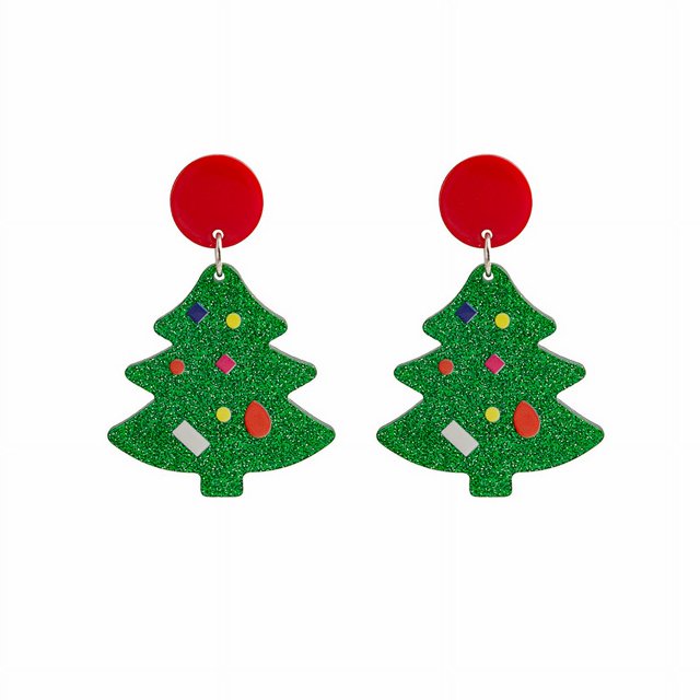 1 par de aretes de plata con pasador de dibujos animados, aretes de Navidad extraños, regalo, árbol de Papá Noel, muñeco de nieve, aretes coloridos, joyería (estilo 1)