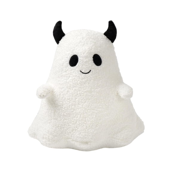 Ghost with Horns Plush Throw Pillow Soft Stuffed Halloween Decorative Cushion for Couch Sofa Bed Living Room