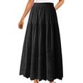 thumbnail image 5 of Miluxas Women's Boho Style Eyelet Cutout Maxi Skirt Elastic High Waist Textured Ruffle Tiered Long Skirt Beach office Party Outfits Black, 5 of 6