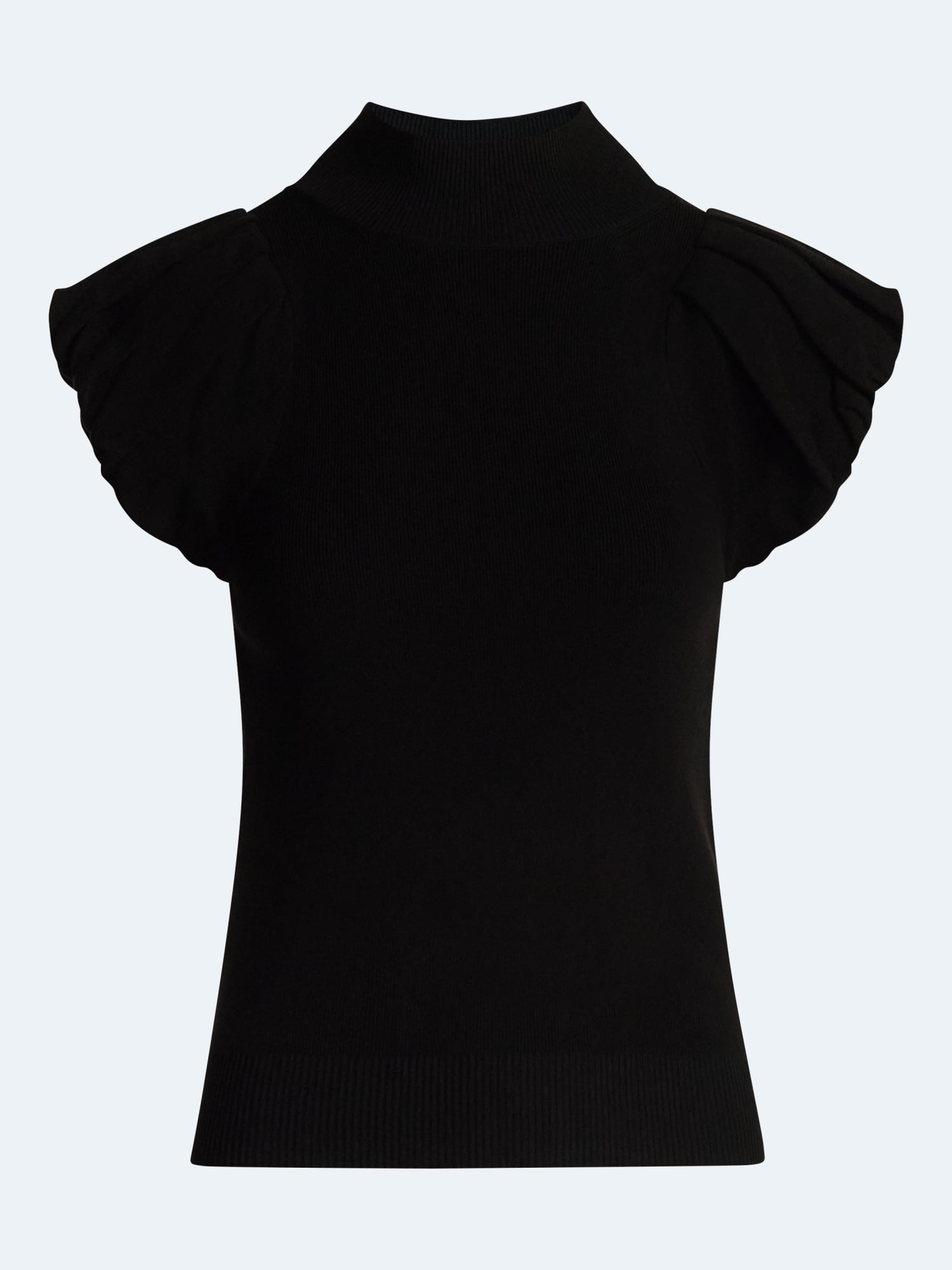Scoop Women's Mock Neck Top with Bubble Cap Sleeves, Sizes XS-XXL