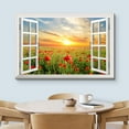 thumbnail image 3 of wall26 Canvas Print Wall Art Window View Landscape Sunset Red Poppy Flower Field Nature Wilderness Photography Modern Art Rustic Scenic Colorful Multicolor for Living Room, Bedroom, Office - 16", 3 of 5