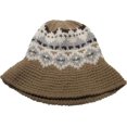 thumbnail image 5 of CoCopeaunts Wide Brim Bucket Hats Vintage Pattern Wool Pure Hand Crochet Coarse Wool Autumn Winter Fisherman Hat for Women, 5 of 8