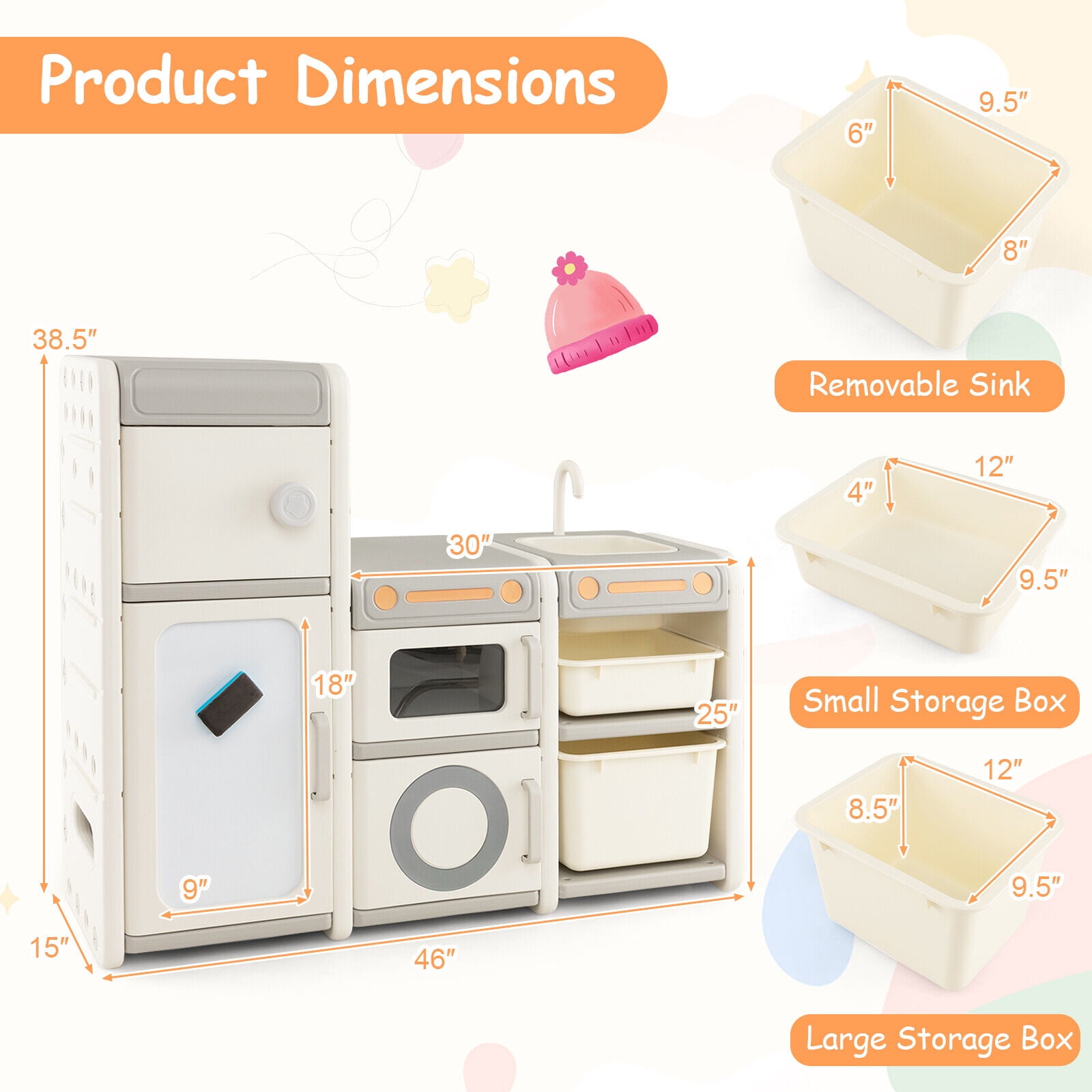 Amijoy Children's Toy Storage Cabinet, Multifunctional Toy Box And Bookshelf With Magnetic Whiteboard, Enclosed Storage Box