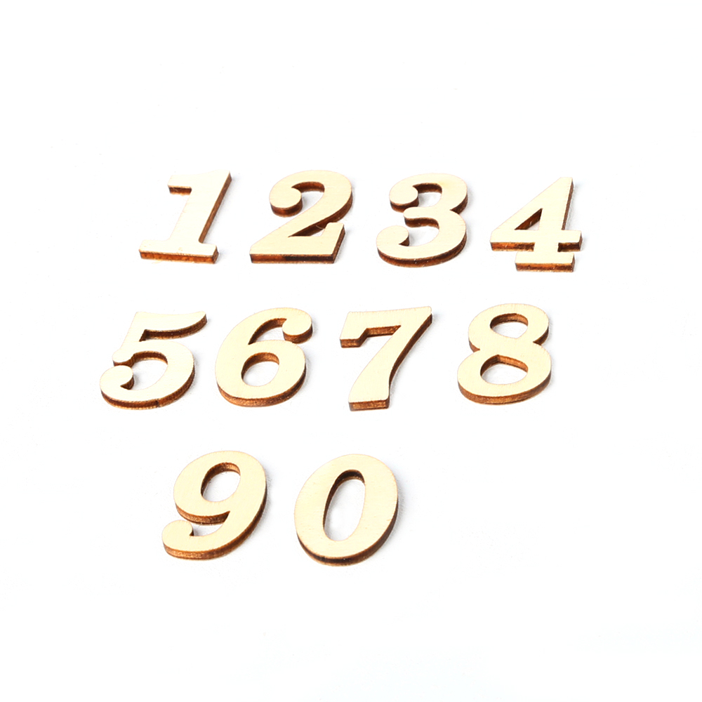 10 Per Pack) Weehey JM01483 Wooden ZAKKA Crafts Environmental Protection DIY Numbers Decoration Self-Adhesive Accessories Wooden Numbers for DIY Craft(Numbers 0 to 9