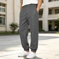 thumbnail image 4 of Bixock Toddler Boys Sweatpants Elastic Waist Jogger Pants Kids Solid Color Side Pocket Loose Breathable Campus Casual Daily Outer Wear Size 11-12Years, 4 of 6