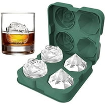 Ice Cube Tray, HANCELANT 2.5inch Ice Cube Molds, 2 Cavity Silicone Rose & 2 Diamond Ice Ball Maker, Whiskey, Bourbon & Homemade Juice (Green)