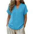 thumbnail image 6 of Wensltd Women Cotton Linen V Neck Blouses Loose Casual Lightweight Soft Blouses for Daily Casual Summer Outfits, 6 of 6