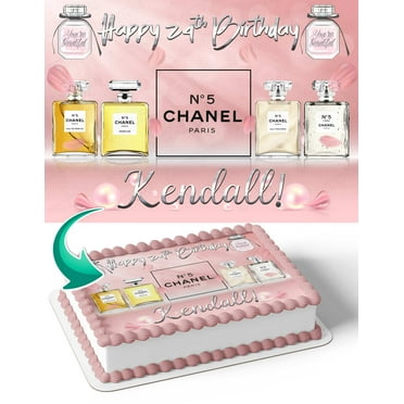 Channel no 5 Edible Image Cake Topper Personalized Birthday Sheet Decal Banner 1/4 Sheet