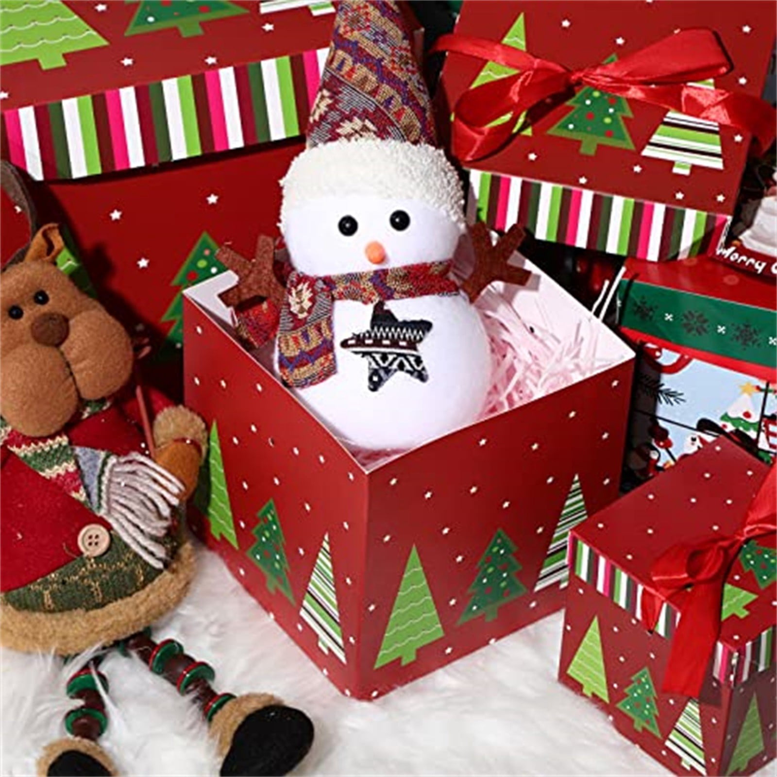Christmas Nesting Gift Boxes Set of 3 - Stackable Decorative