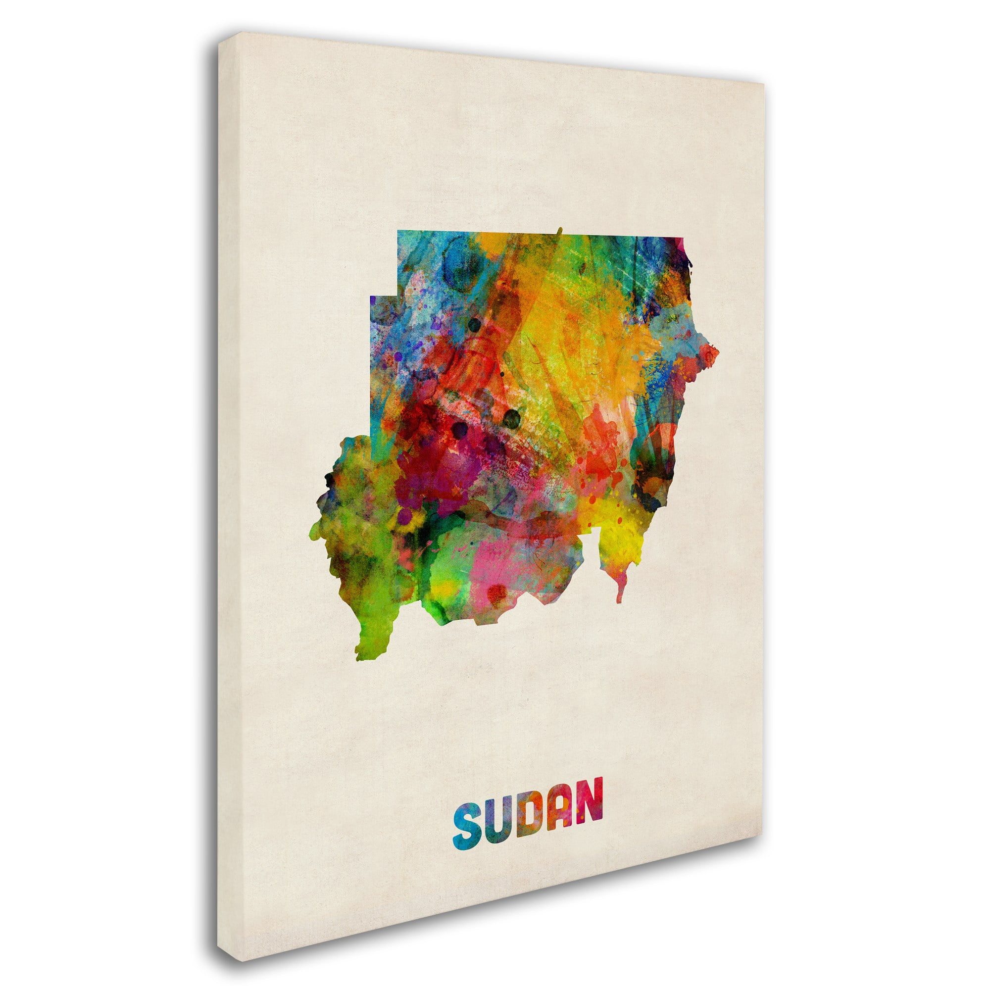 Trademark Fine Art "Sudan Watercolor Map" Canvas Art by Michael Tompsett