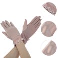 thumbnail image 2 of Unique Bargains 1 Pair Sunblock Mittens Embroidery Floral Sun Block Driving Gloves for Women Light Purple, 2 of 5