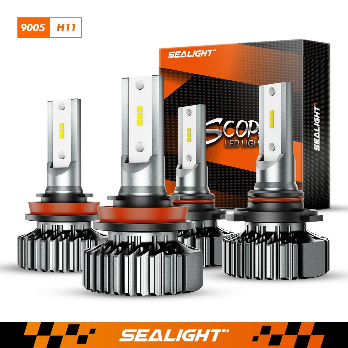 SEALIGHT LED Headlight Bulbs Conversion Kit 9005 H11 High Low Beam Bright White 