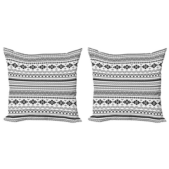 Ambesonne Tribal Throw Pillow Cover 2 Pack, American Folkloric, 20", Black White
