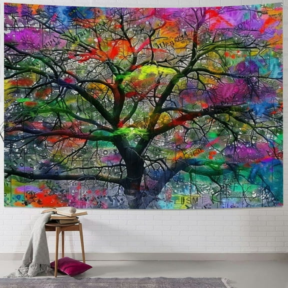 Autua Colors Branches Impressionist Painting Tapestry Wall Hanging Unique Style Graphic Tapestries Home Wall Decor Art for Living Room Bedroom Apartment Farmhouse Dorm 40x30inch