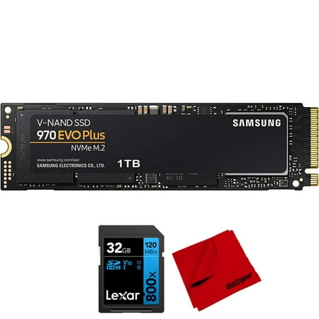 Samsung MZ-V7S1T0B/AM 970 EVO Plus NVMe M.2 SSD 1TB Bundle with Lexar 32GB High-Performance 800x UHS-I SDHC Memory Card + Deco Photo 6 x 6 inch Microfiber Cleaning Cloth