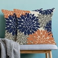 thumbnail image 2 of Navy Blue Summer Outdoor Pillow Covers 18x18 Inch Set of 2 Coral Grey Dahlia Floral Decor Throw Pillows Modern Geometry Flower Decorative Cushion Cases for Sofa Couch Bed Decorations, 2 of 6