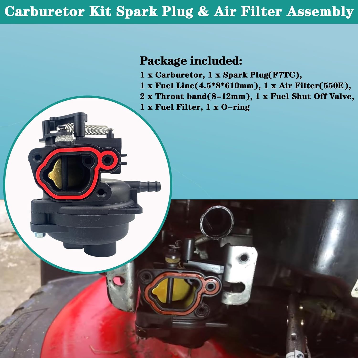 799584 Carburetor Kit Compatible with Briggs and Stratton 594058 594057 592361 594529, 163cc Lawn Mower Parts Fits for Troy Bilt TB110 TB200 103M02 09P702 550EX 625EX 675EX 725EXI LC121P