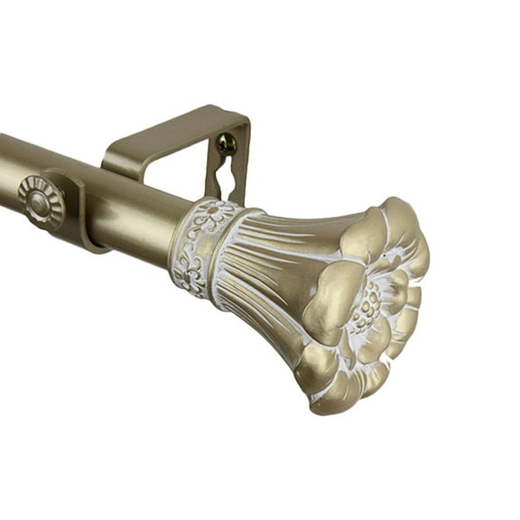 Window Decorative Hardware Blossom Curtain Rod 28" - 48" Mahogany