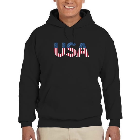 Usa With Flag Colors Lettered Hoodie Men -GoatDeals Designs, Male XX-Large