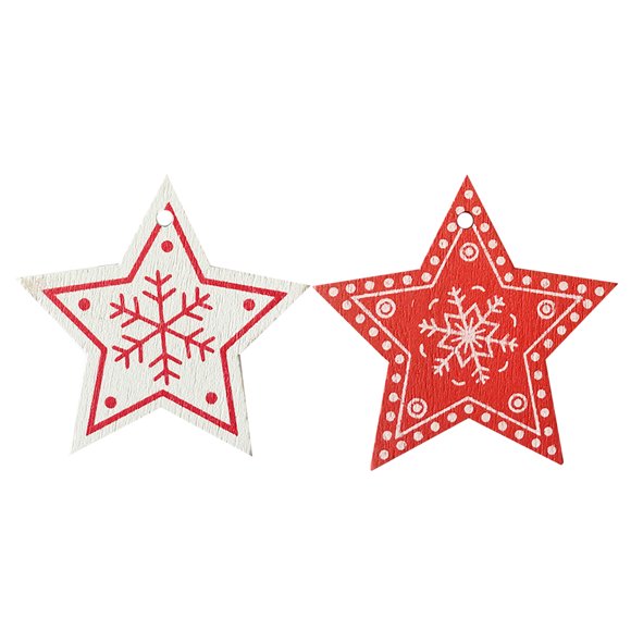 100pcs Pendentif en Bois Créatif Arbre de Noël Suspendu Décor Diy Pendentif à la Maison pour le Festival de Noël (Modèle d'Étoile à Cinq Branches Aléatoire)