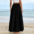 thumbnail image 5 of Women's Summer Casual Elegant Smock Layered Tiered Maxi Skirt High Waisted A Line Flowy Long Skirts with Pockets Black, 5 of 5