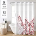 thumbnail image 4 of MIZHONA Red Floral Shower Curtain with Snap in Liner,Flower Fabric Bathroom Curtain No Hooks,71"× 74", 4 of 6
