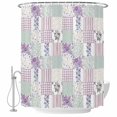 thumbnail image 2 of Patchwork Shower Curtain with Hooks, Rustic Purple Roses Gingham Plaid Stripe Ditsy Dots Water Repellent Shower Curtains for Bathroom Decor Sturdy Shower Curtain, Machine Washable 60x72 Inch, 2 of 9