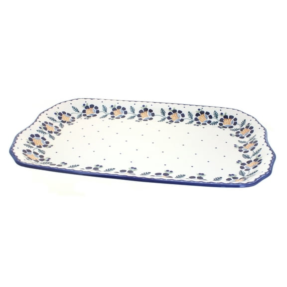 Blue Rose Polish Pottery Sunflower Large Rectangular Tray