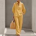 thumbnail image 2 of Linen Sets for Women 3/4 Sleeve Top Wide Leg Pants Set Casual Summer Loungewear Set Beach Outfit, 2 of 8