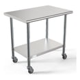 thumbnail image 1 of Pemberly Row Table de Travail Commerciale en Acier Inoxydable 18-Gauge 24"x36 Pouces avec Roulettes, 1 of 13