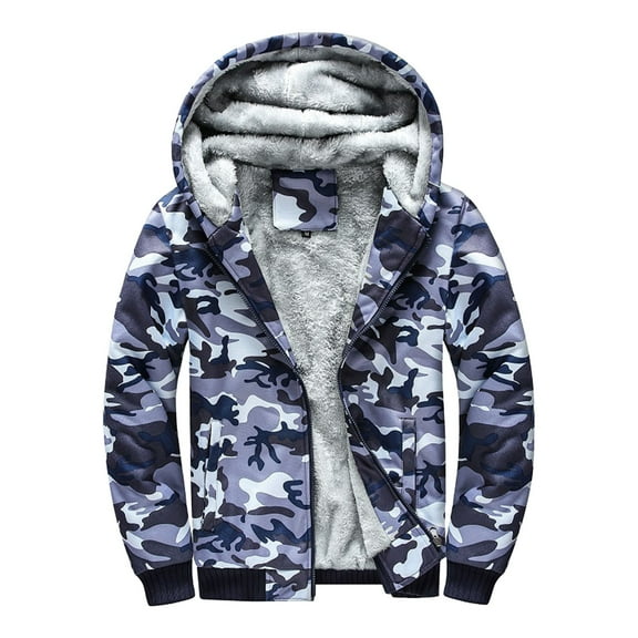 Men's Winter Thermal Jacket Outdoor Warm Coat Windproof Lined Hooded Full Zip Casual Workwear Outerwear