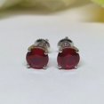 thumbnail image 2 of Divine Creation 1.35 Ct Round Cut Red Ruby Solitaire Push Back Womens Stud Earrings 14K White Gold Plated 925 Sterling Silver, 2 of 3