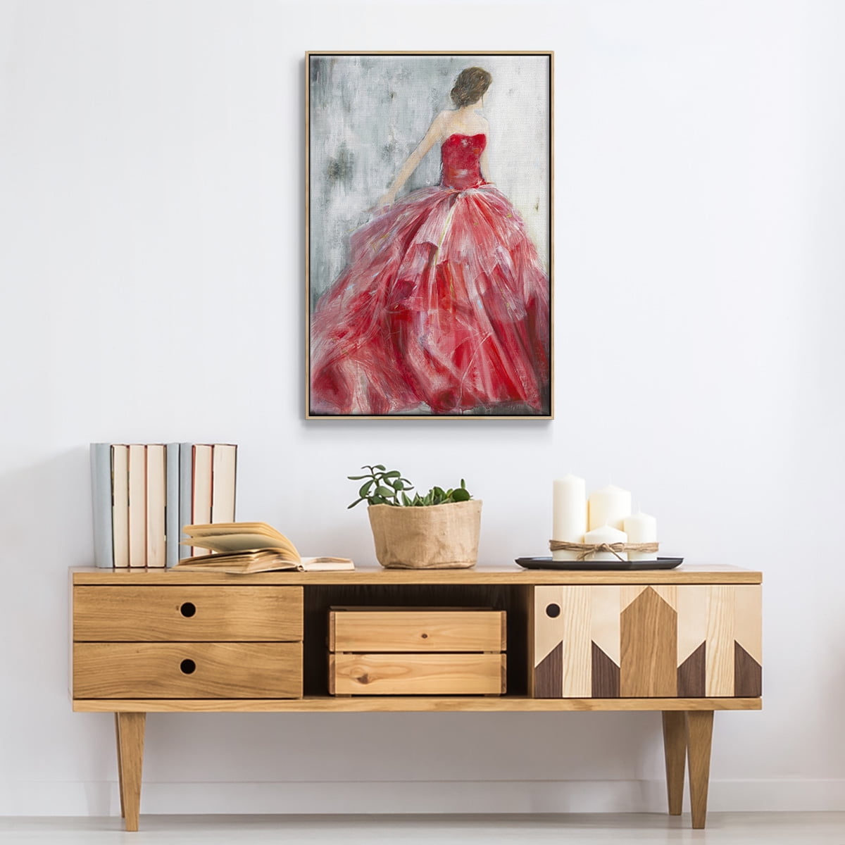 Redowa Framed Premium Gallery Wrapped Canvas - Ready to Hang - 17 x 25 - Natural Wood Floating Frame