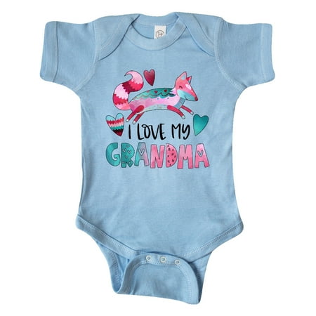 

Inktastic I Love My Grandma Pink and Blue Fox with Hearts Gift Baby Boy or Baby Girl Bodysuit