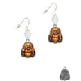 thumbnail image 2 of Delight Jewelry Resin Laughing Buddha in Frame Silvertone Leaf French Earrings, 2 of 5