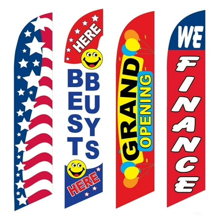 4 Advertising Swooper Flags Patriotic Best Buys Here Grand Opening We Finance