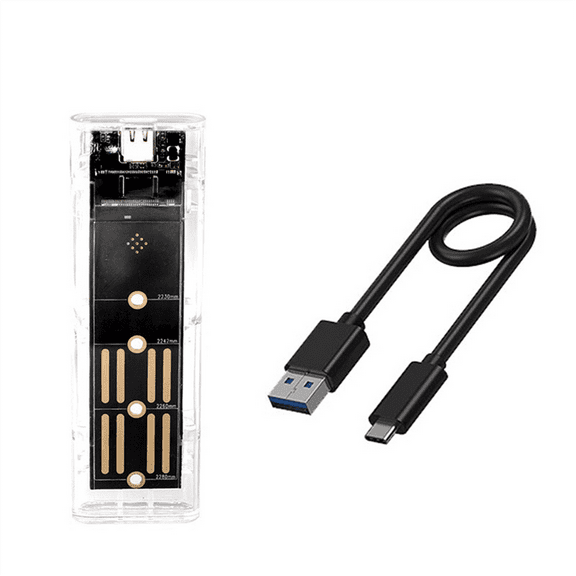 RGB M2 NVMe PCIE SSD Case M.2 NVMe SSD Enclosure 10Gbps M.2 to TYPE-C Hard Drive Enclosure for M Key SSD,1 * M.2 SSD Enclosure 1 * data cable,Black & Transparent