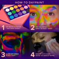 thumbnail image 3 of Unicorn Snot Face Paint Kit - Face & Body Paint Palette Set 15 Colors - Easy to Remove, Water-Activated - Black Light Glow Makeup - Festival and Rave Makeup - Pride Accessories - Brush Included, 3 of 4